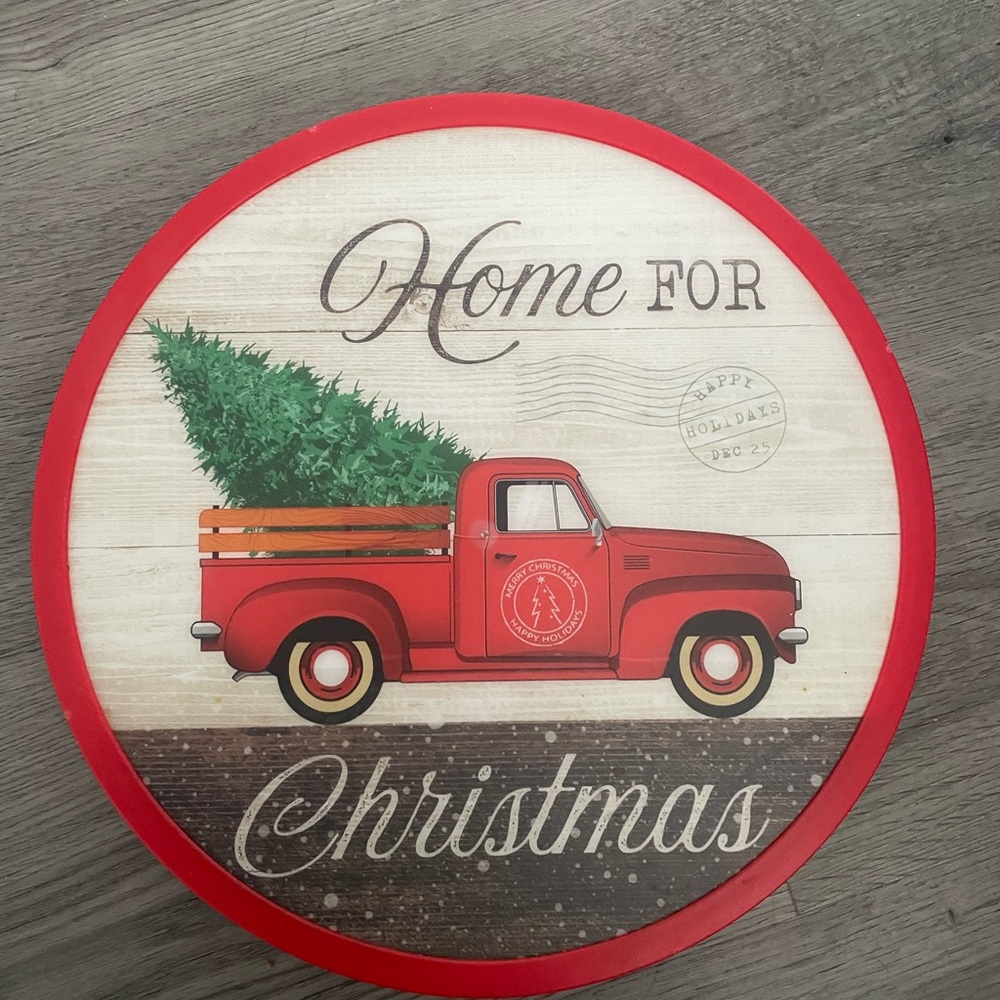 Happy Holidays Red Truck Christmas Decorative Plate